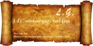 Lövenberger Galina névjegykártya